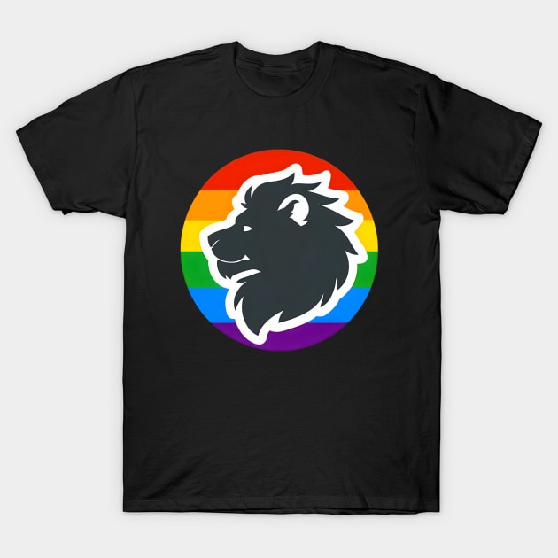 LGBTQ Pride Lion Anthro Furry Rainbow Logo T-Shirt by Blue Bull Bazaar